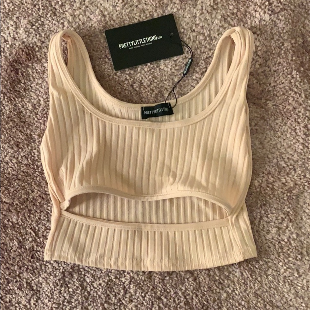 Blush pink cut out crop top